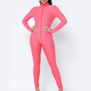 Women’s Honeycomb Activewear 2-Piece Set XL – Zip Jacket & Leggings